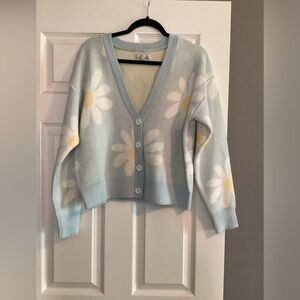 Celebrity Pink Floral Blue Cardigan Sweater